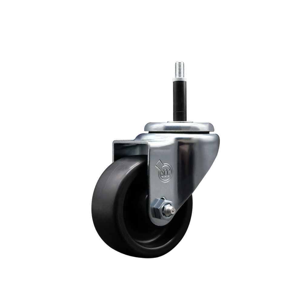 Polyolefin Expanding Stem Swivel Caster Wheel with 3 Inch Black Wheel and 3/4" Stem - 300 lbs. Capacity Per Caster - Service Caster Brand — photo 1