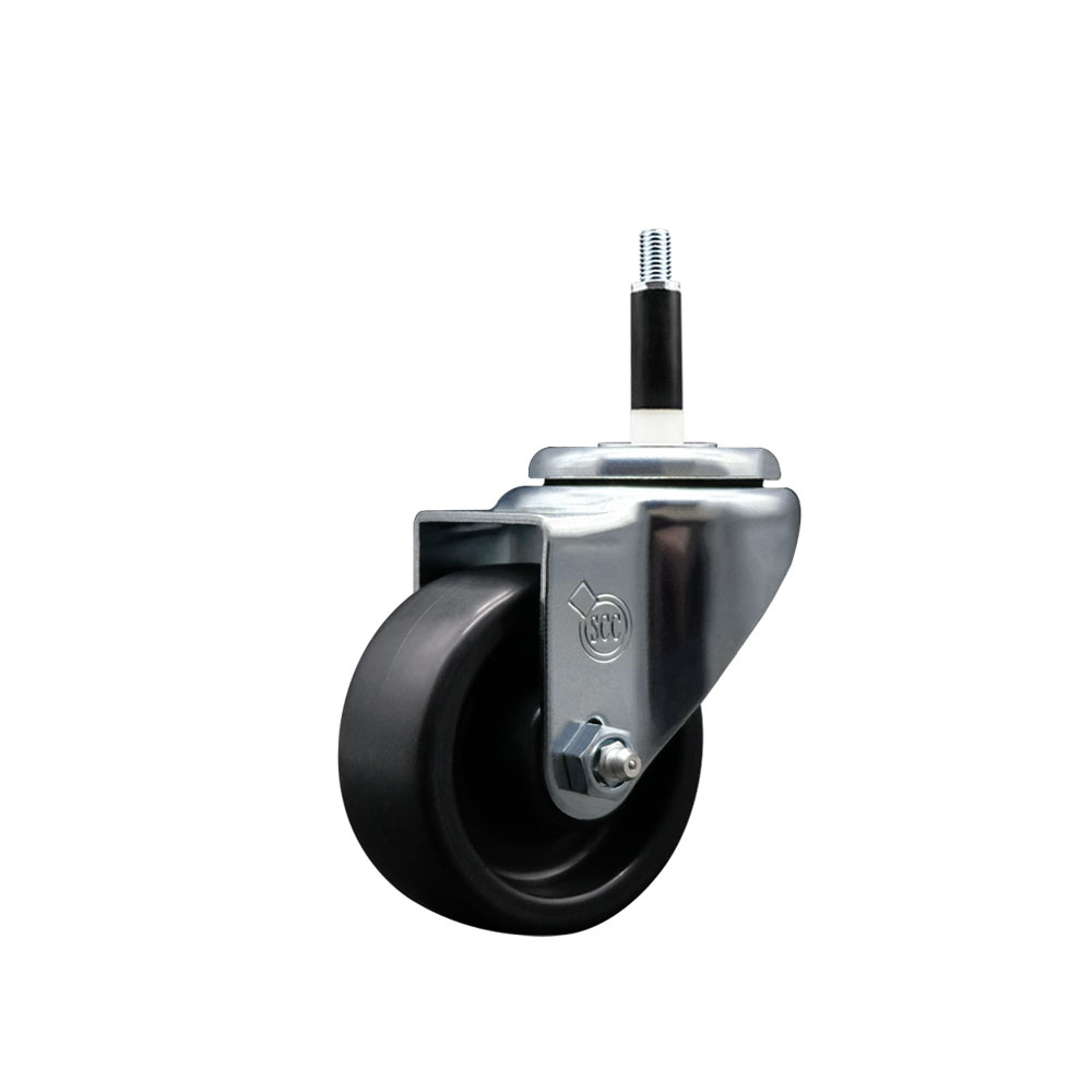 Polyolefin Expanding Stem Swivel Caster Wheel with 3 Inch Black Wheel and 7/8" Stem - 300 lbs. Capacity Per Caster - Service Caster Brand — photo 1