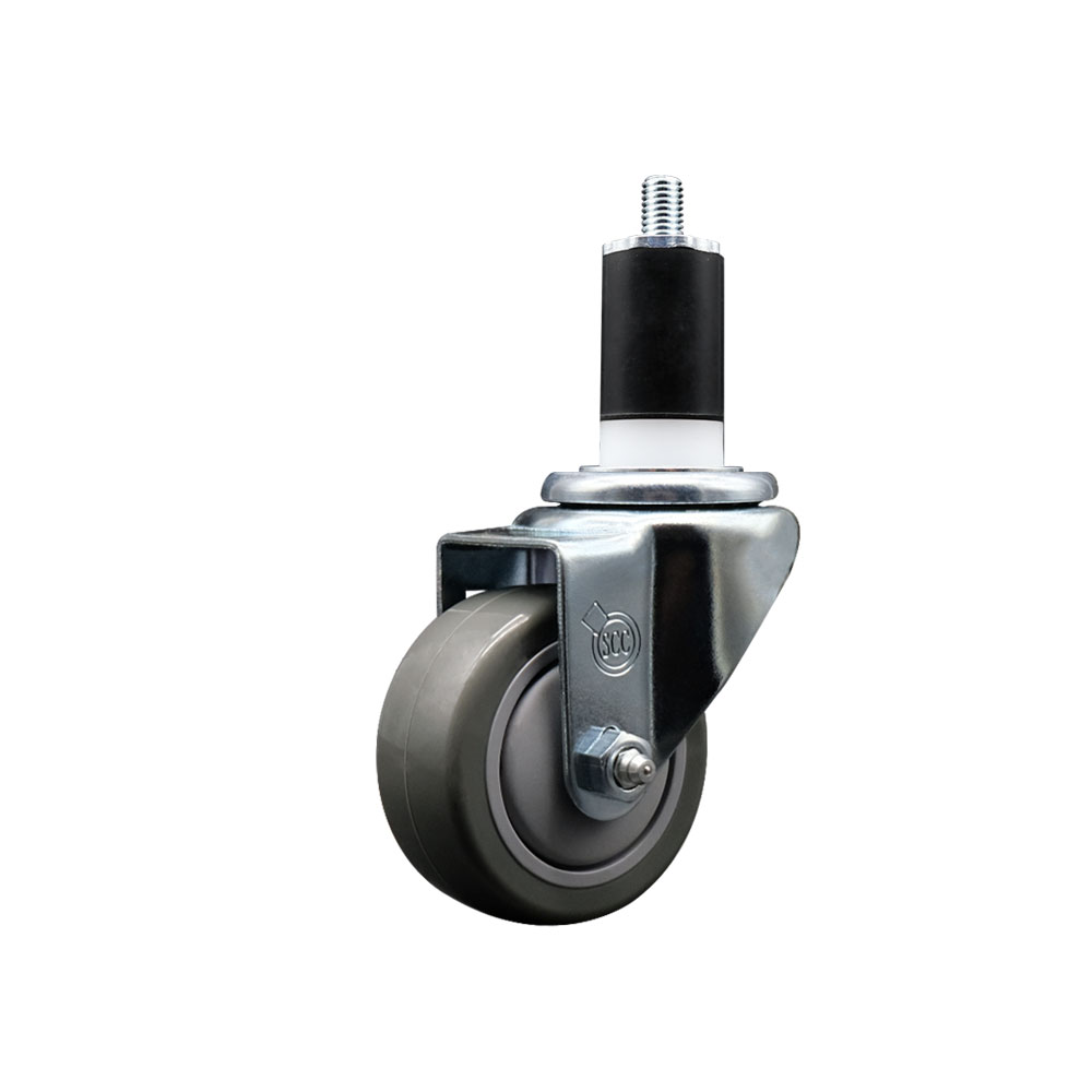 Polyurethane Expanding Stem Swivel Caster with 3 Inch Gray Wheel and 1-1/2" Stem - 300 lbs. Capacity Per Caster - Service Caster Brand — photo 1