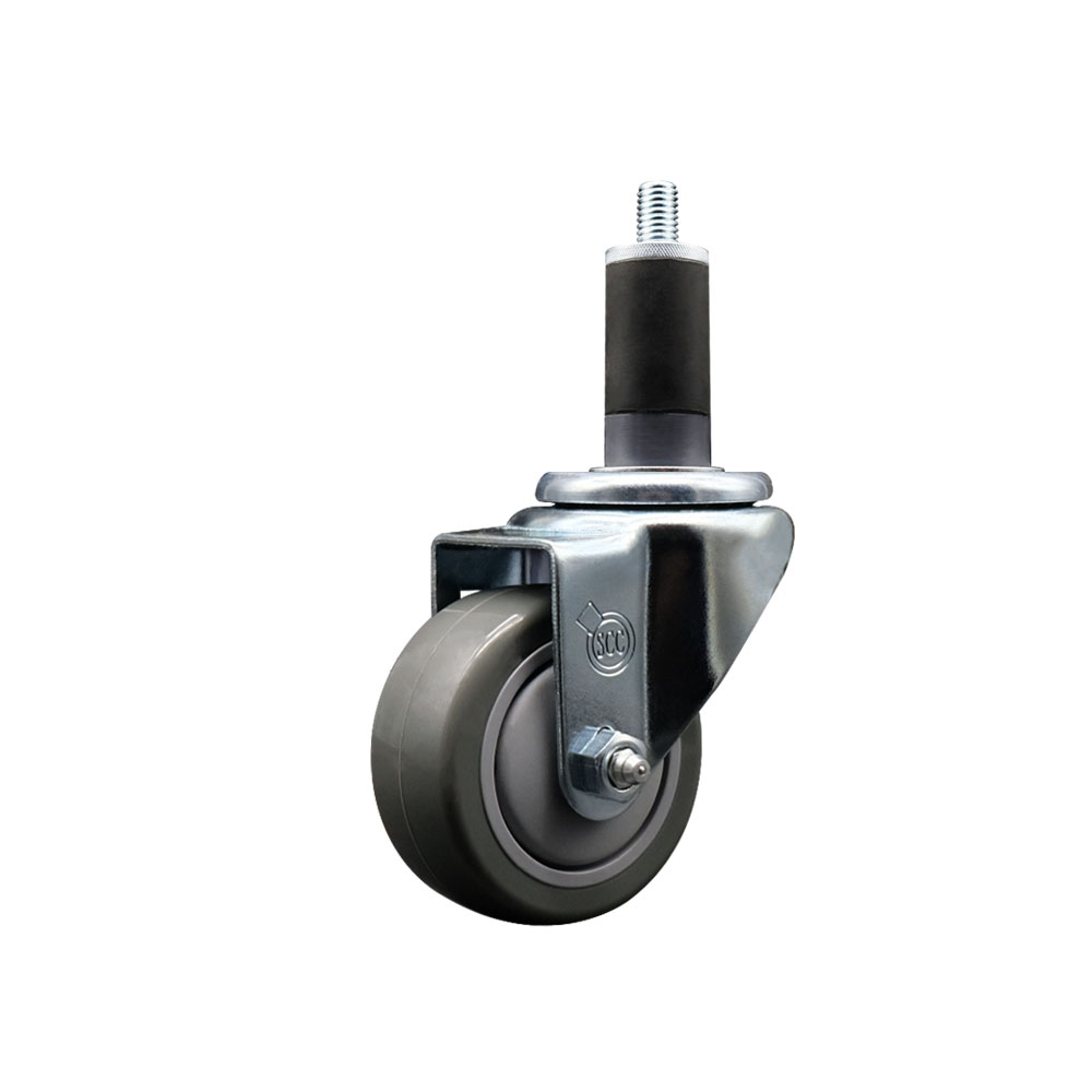 Stainless Steel Polyurethane Expanding Stem Swivel Caster with 3 Inch Gray Wheel and 1-1/4" Stem - 300 lbs. Capacity Per Caster - Service Caster Brand — photo 1