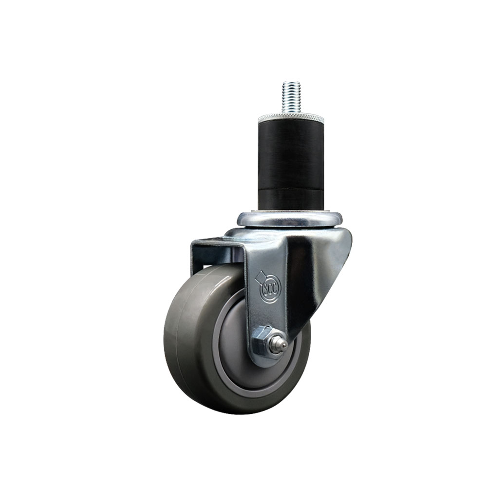 Polyurethane Expanding Stem Swivel Caster with 3 Inch Gray Wheel and 1-3/4" Stem - 300 lbs. Capacity Per Caster - Service Caster Brand — photo 1