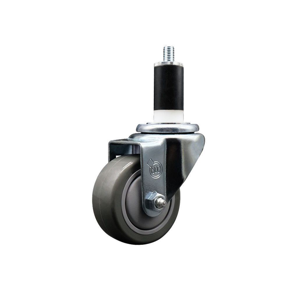 Polyurethane Expanding Stem Swivel Caster with 3 Inch Gray Wheel and 1-3/8" Stem - 300 lbs. Capacity Per Caster - Service Caster Brand — photo 1