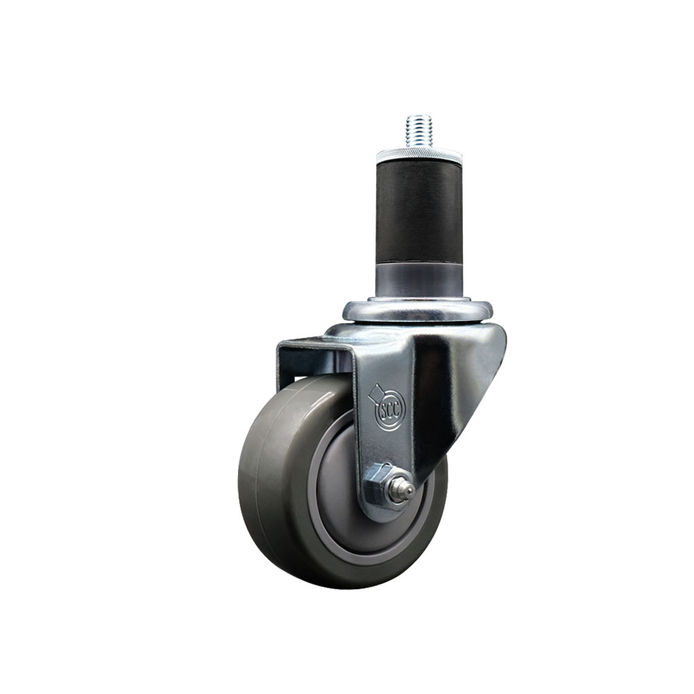 Stainless Steel Polyurethane Expanding Stem Swivel Caster with 3 Inch Gray Wheel and 1-5/8" Stem - 300 lbs. Capacity Per Caster - Service Caster Brand — photo 1