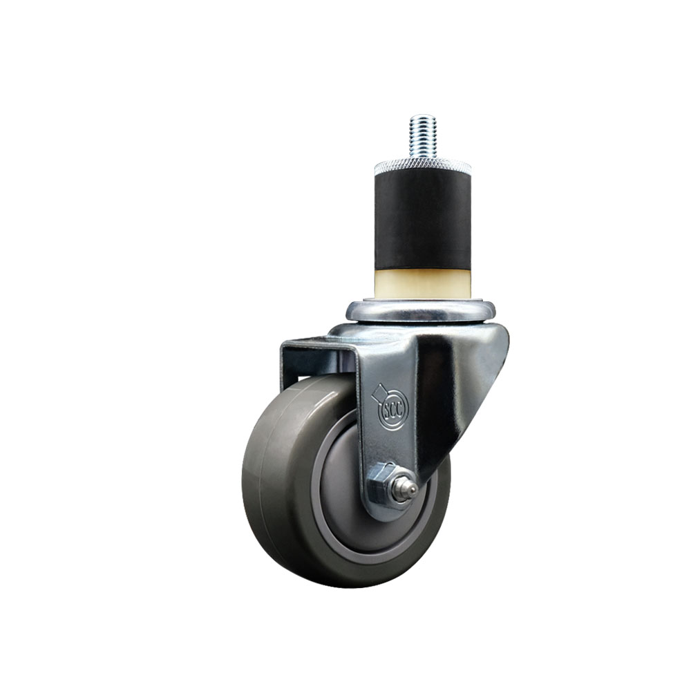 Polyurethane Expanding Stem Swivel Caster with 3 Inch Gray Wheel and 1-7/8" Stem - 300 lbs. Capacity Per Caster - Service Caster Brand — photo 1