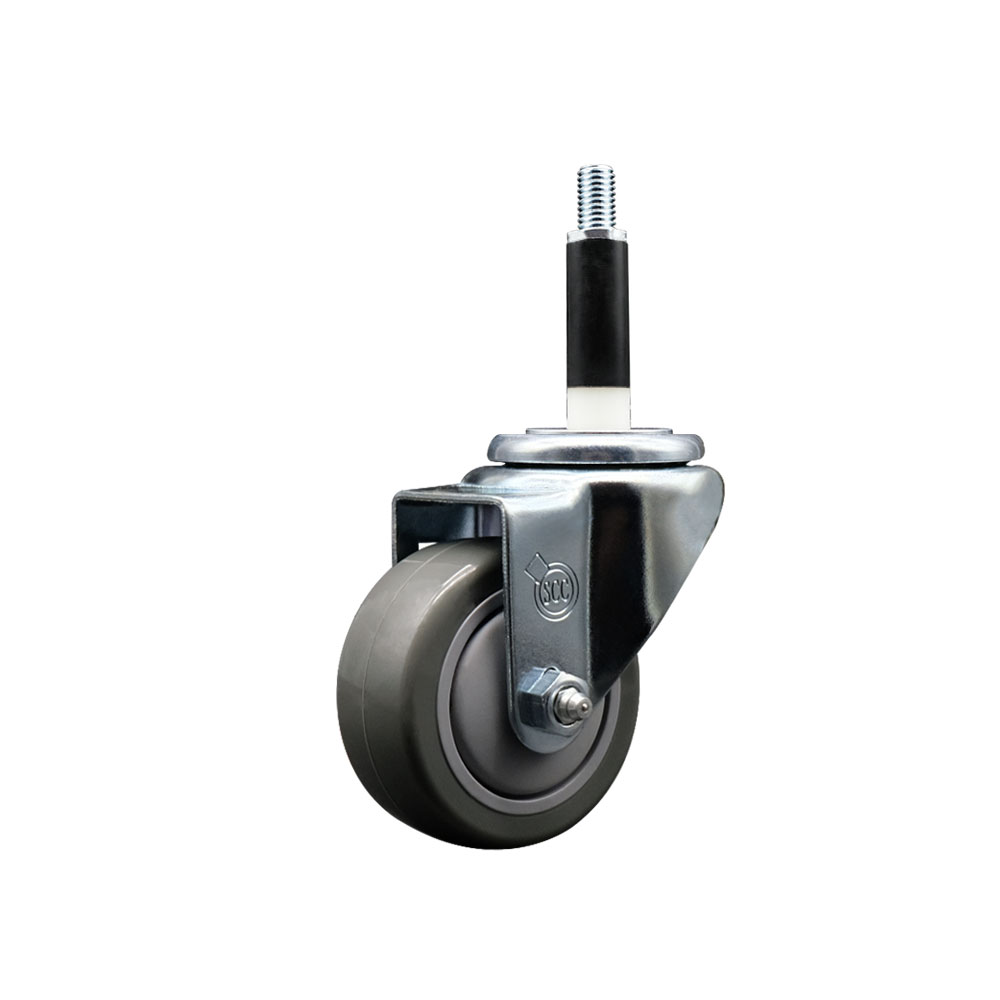 Stainless Steel Polyurethane Expanding Stem Swivel Caster with 3 Inch Gray Wheel and 7/8" Stem - 300 lbs. Capacity Per Caster - Service Caster Brand — photo 1