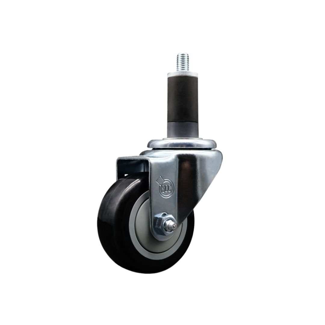 Polyurethane Expanding Stem Swivel Caster with 3 Inch Black Wheel and 1-1/4" Stem - 300 lbs. Capacity Per Caster - Service Caster Brand — photo 1