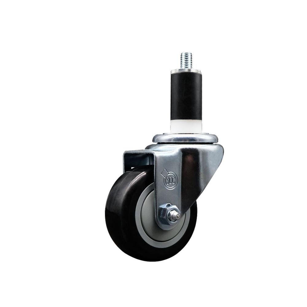 Polyurethane Expanding Stem Swivel Caster with 3 Inch Black Wheel and 1-3/8" Stem - 300 lbs. Capacity Per Caster - Service Caster Brand — photo 1