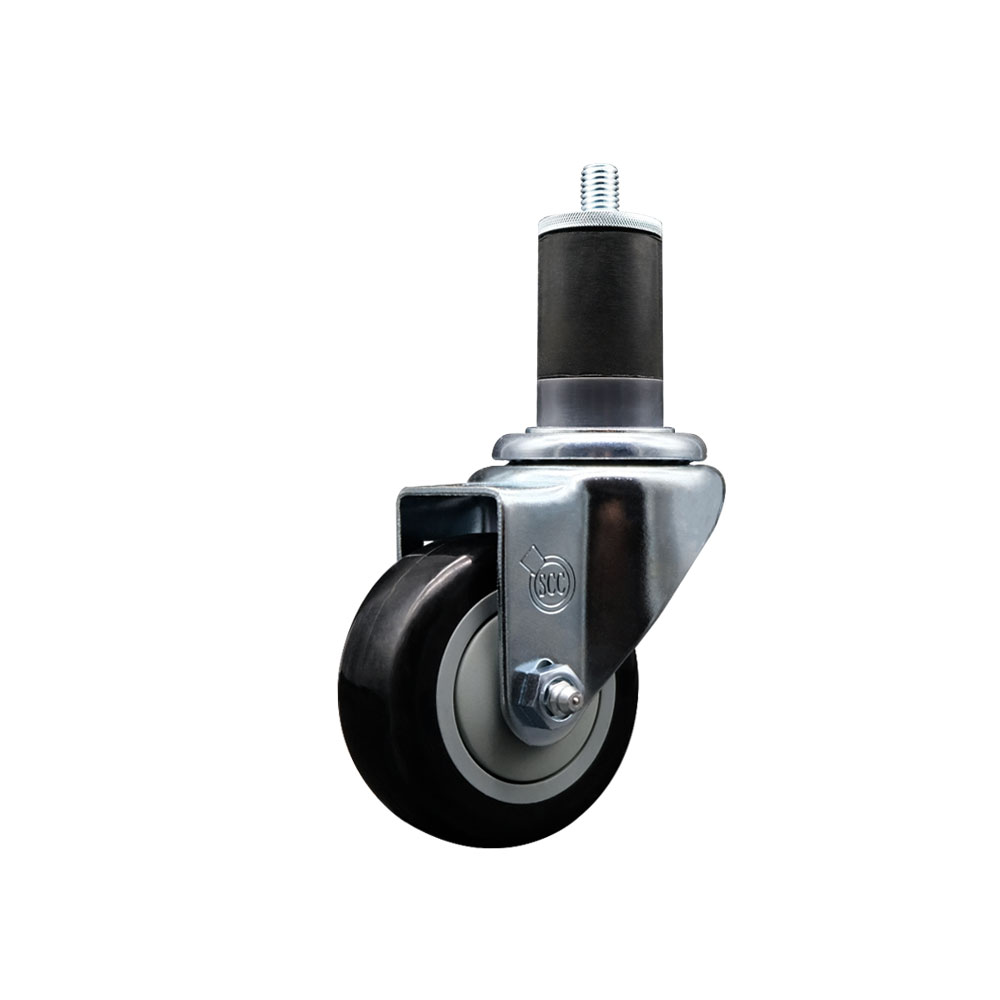 Polyurethane Expanding Stem Swivel Caster with 3 Inch Black Wheel and 1-5/8" Stem - 300 lbs. Capacity Per Caster - Service Caster Brand — photo 1