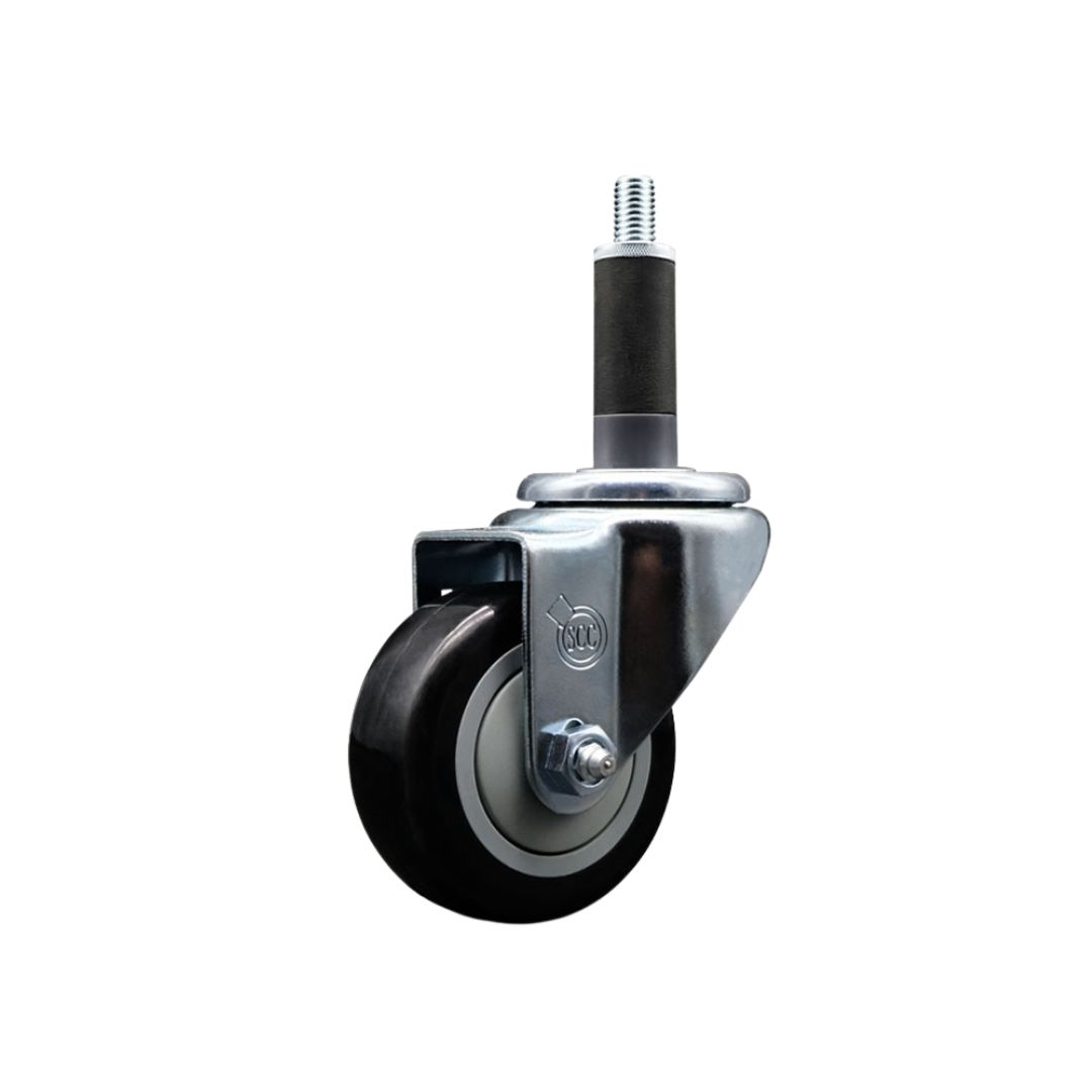 Polyurethane Expanding Stem Swivel Caster with 3 Inch Black Wheel and 1" Stem - 300 lbs. Capacity Per Caster - Service Caster Brand — photo 1