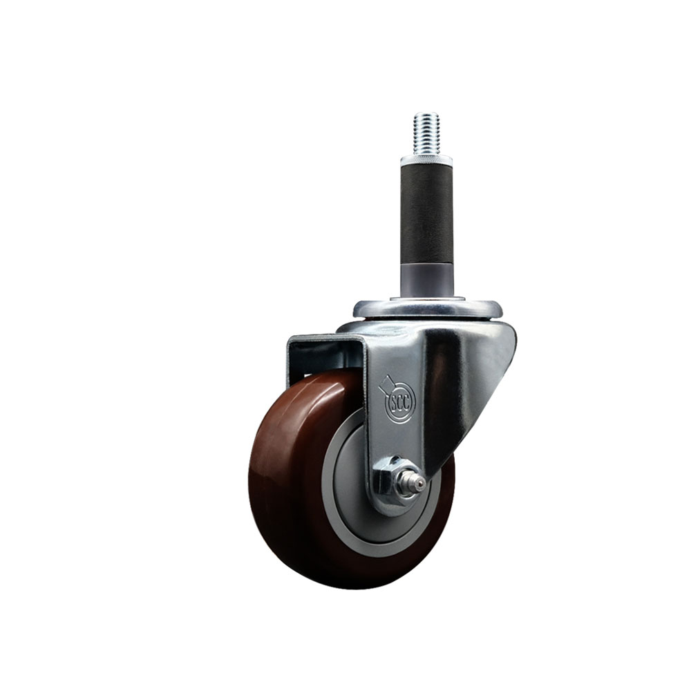 Stainless Steel Polyurethane Expanding Stem Swivel Caster with 3 Inch Maroon Wheel and 1" Stem - 300 lbs. Capacity Per Caster - Service Caster Brand — photo 1