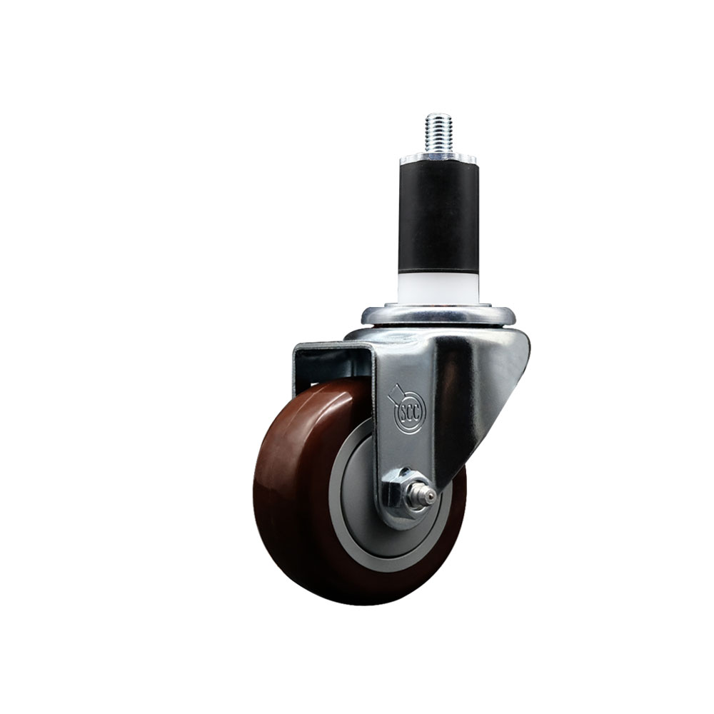 Polyurethane Expanding Stem Swivel Caster with 3 Inch Maroon Wheel and 1-1/2" Stem - 300 lbs. Capacity Per Caster - Service Caster Brand — photo 1