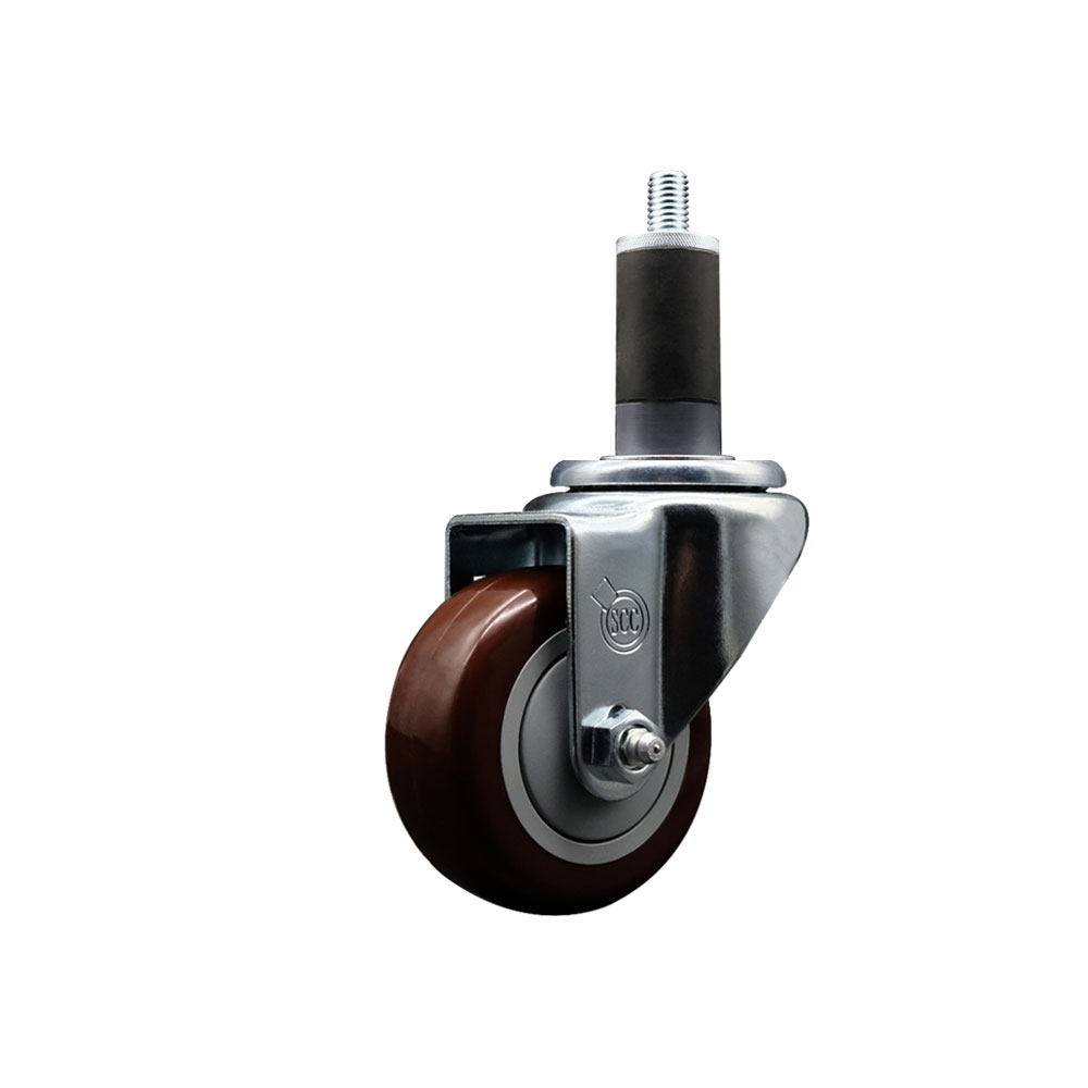 Stainless Steel Polyurethane Expanding Stem Swivel Caster with 3 Inch Maroon Wheel and 1-1/4" Stem - 300 lbs. Capacity Per Caster - Service Caster Brand — photo 1