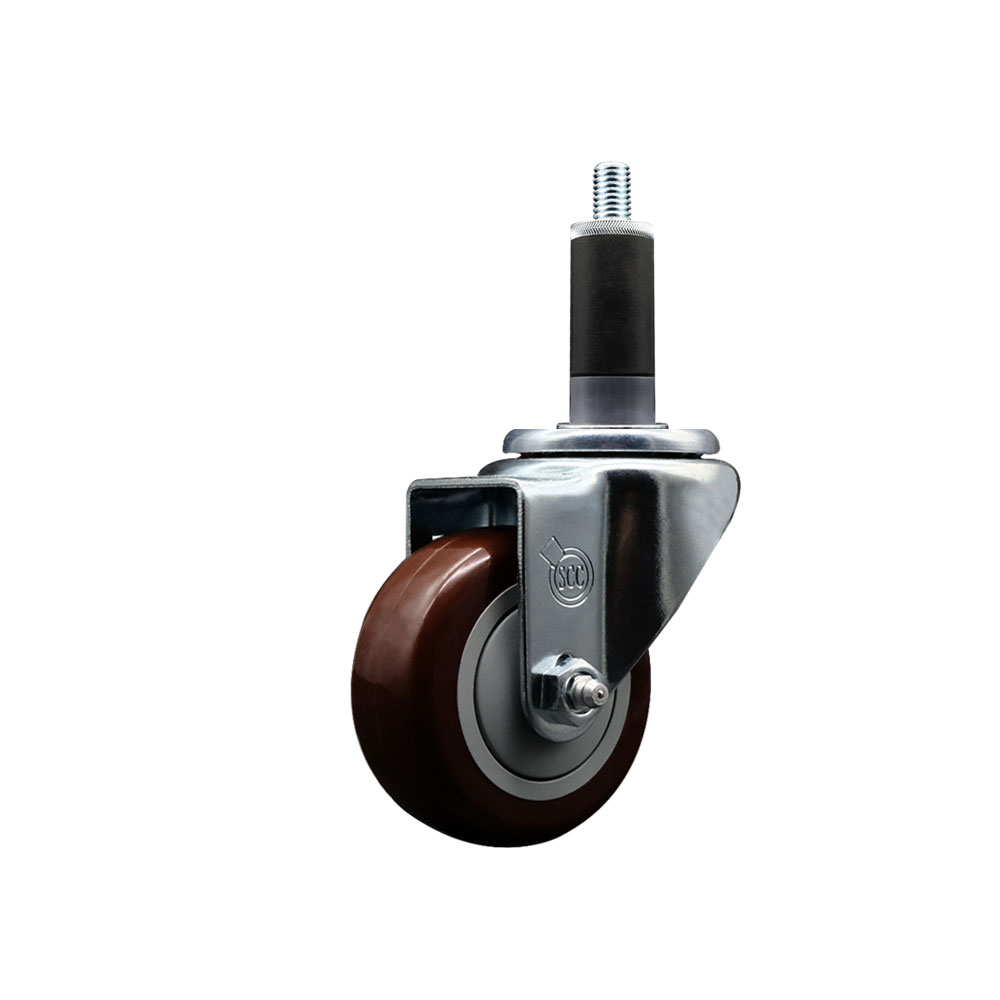 Polyurethane Expanding Stem Swivel Caster with 3 Inch Maroon Wheel and 1-1/8" Stem - 300 lbs. Capacity Per Caster - Service Caster Brand — photo 1