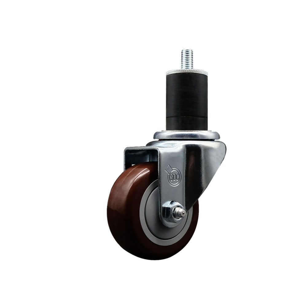 Polyurethane Expanding Stem Swivel Caster with 3 Inch Maroon Wheel and 1-3/4" Stem - 300 lbs. Capacity Per Caster - Service Caster Brand — photo 1