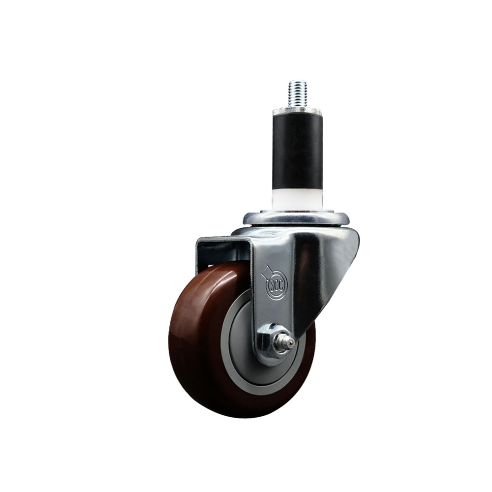 Stainless Steel Polyurethane Expanding Stem Swivel Caster with 3 Inch Maroon Wheel and 1-3/8" Stem - 300 lbs. Capacity Per Caster - Service Caster Brand — photo 1