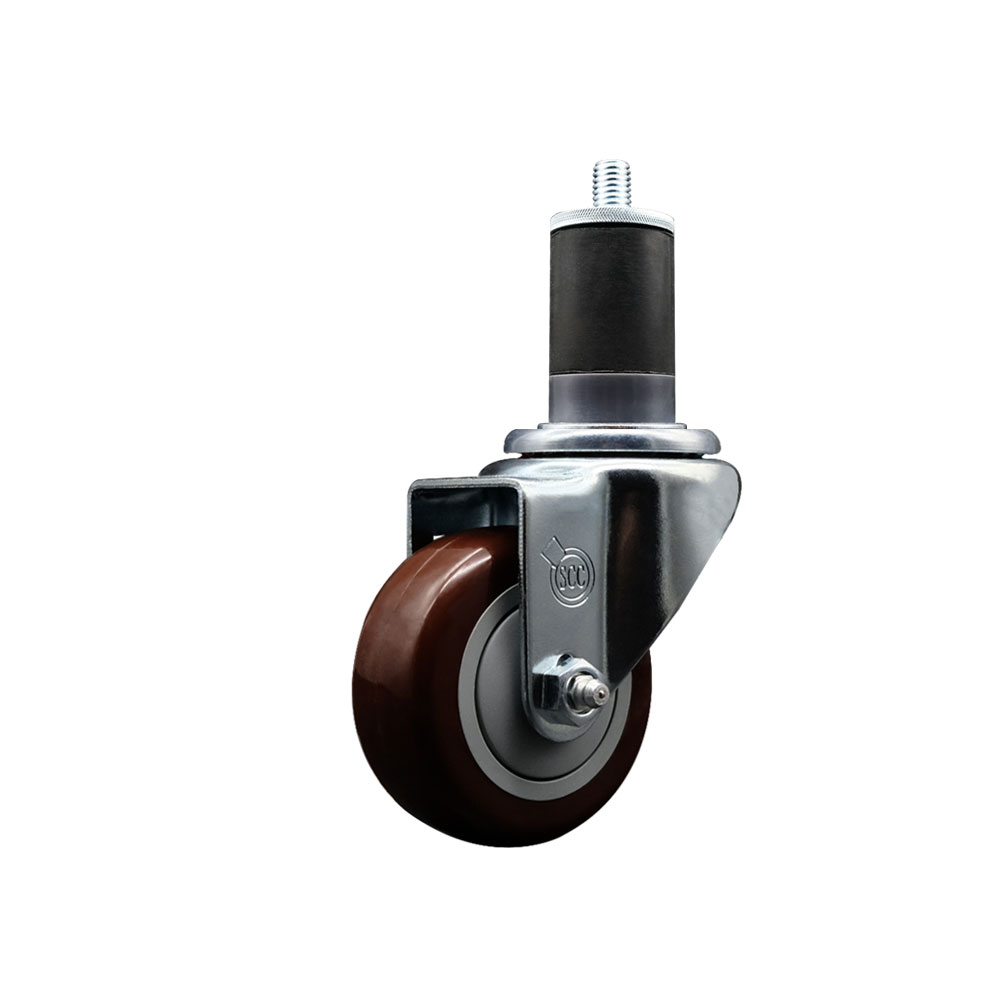 Stainless Steel Polyurethane Expanding Stem Swivel Caster with 3 Inch Maroon Wheel and 1-5/8" Stem - 300 lbs. Capacity Per Caster - Service Caster Brand — photo 1