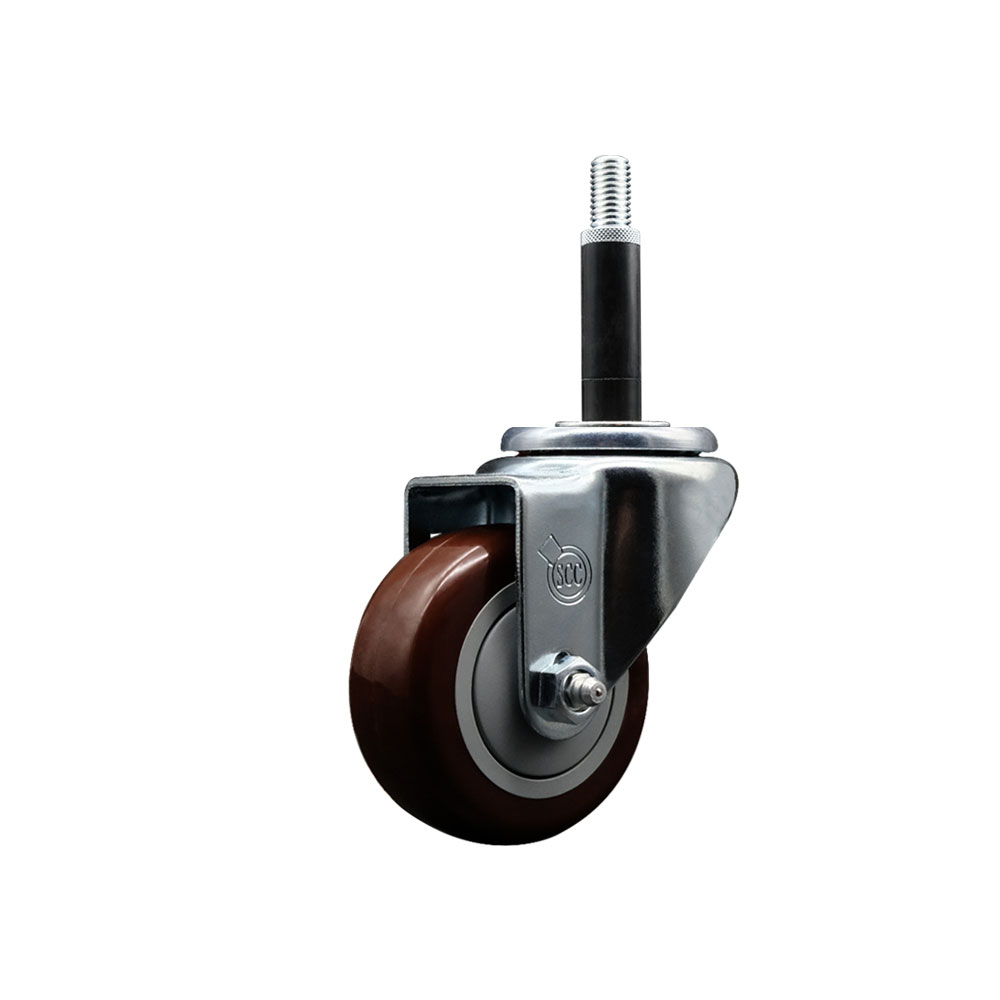 Stainless Steel Polyurethane Expanding Stem Swivel Caster with 3 Inch Maroon Wheel and 3/4" Stem - 300 lbs. Capacity Per Caster - Service Caster Brand — photo 1