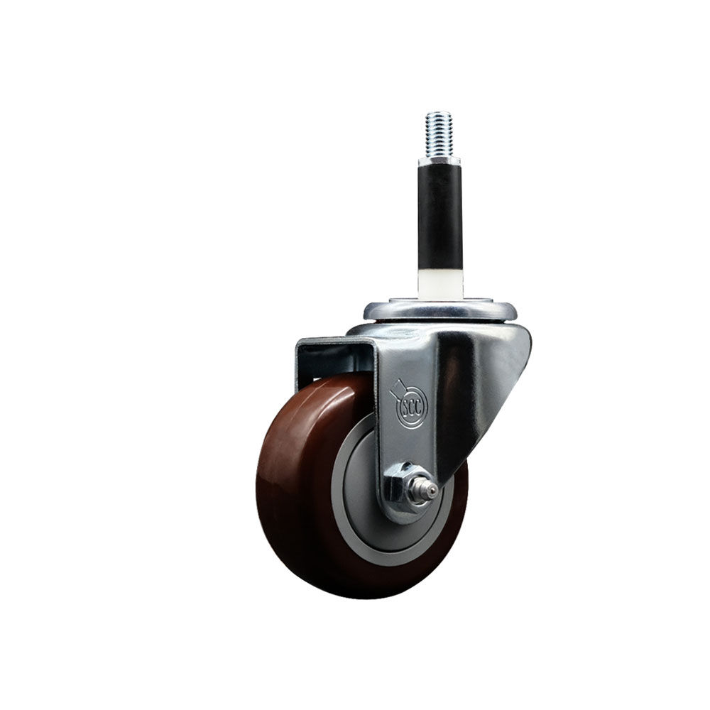 Polyurethane Expanding Stem Swivel Caster with 3 Inch Maroon Wheel and 7/8" Stem - 300 lbs. Capacity Per Caster - Service Caster Brand — photo 1