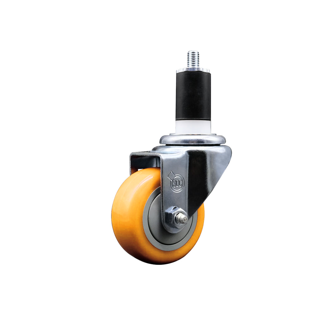 Stainless Steel Polyurethane Expanding Stem Swivel Caster with 3 Inch Yellow Wheel and 1-1/2" Stem - 300 lbs. Capacity Per Caster - Service Caster Brand — photo 1