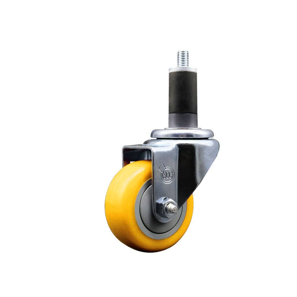 Polyurethane Expanding Stem Swivel Caster with 3 Inch Yellow Wheel and 1-1/4" Stem - 300 lbs. Capacity Per Caster - Service Caster Brand — photo 1