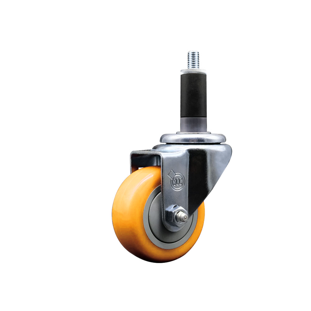 Polyurethane Expanding Stem Swivel Caster with 3 Inch Yellow Wheel and 1-1/8" Stem - 300 lbs. Capacity Per Caster - Service Caster Brand — photo 1