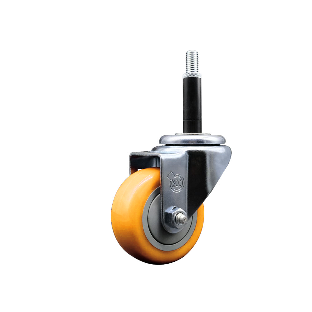 Polyurethane Expanding Stem Swivel Caster with 3 Inch Yellow Wheel and 3/4" Stem - 300 lbs. Capacity Per Caster - Service Caster Brand — photo 1