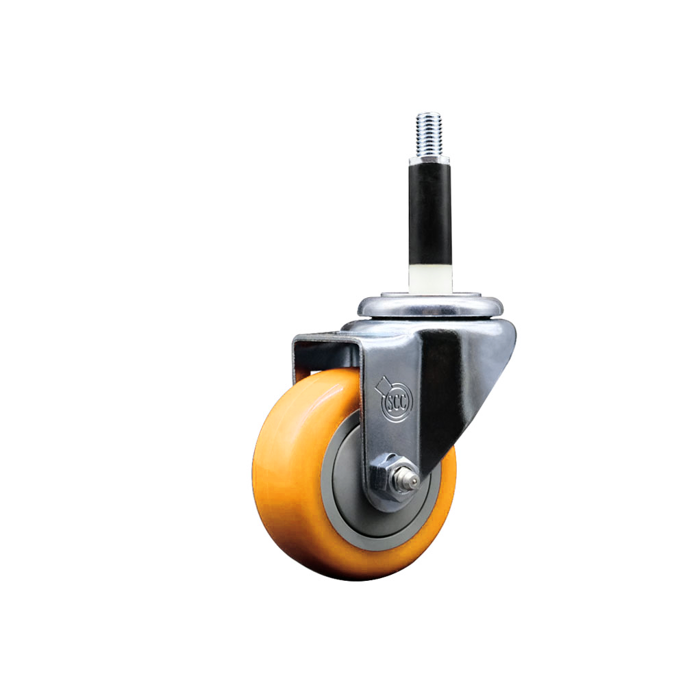 Stainless Steel Polyurethane Expanding Stem Swivel Caster with 3 Inch Yellow Wheel and 7/8" Stem - 300 lbs. Capacity Per Caster - Service Caster Brand — photo 1