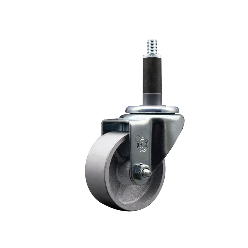 Semi Steel Cast Iron Swivel Expanding Stem Swivel Caster with 3 Inch Silver Wheel and 1" Stem - 300 lbs. Capacity Per Caster - Service Caster Brand — photo 1