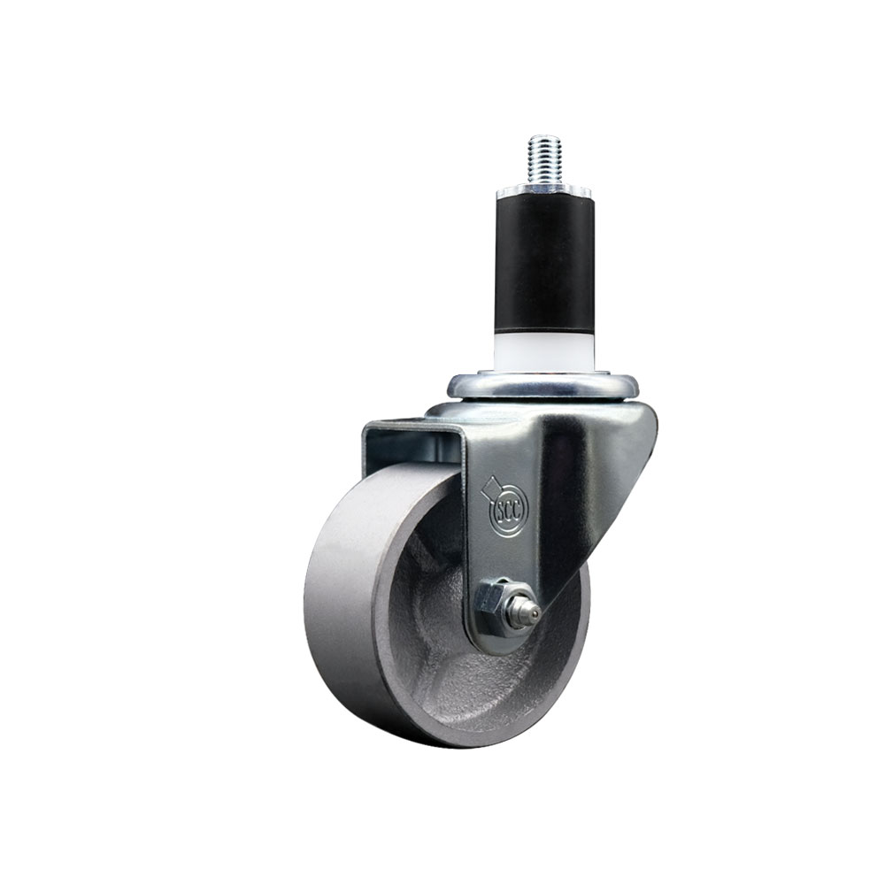 Semi Steel Cast Iron Swivel Expanding Stem Caster w/Roller Bearing - 3" x 1.5" Silver Wheel and 1-1/2" Stem - 300 lbs Capacity/Caster - Service Caster Brand — photo 1