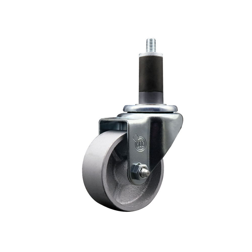 Semi Steel Cast Iron Swivel Expanding Stem Swivel Caster with 3 Inch Silver Wheel and 1-1/4" Stem - 300 lbs. Capacity Per Caster - Service Caster Brand — photo 1