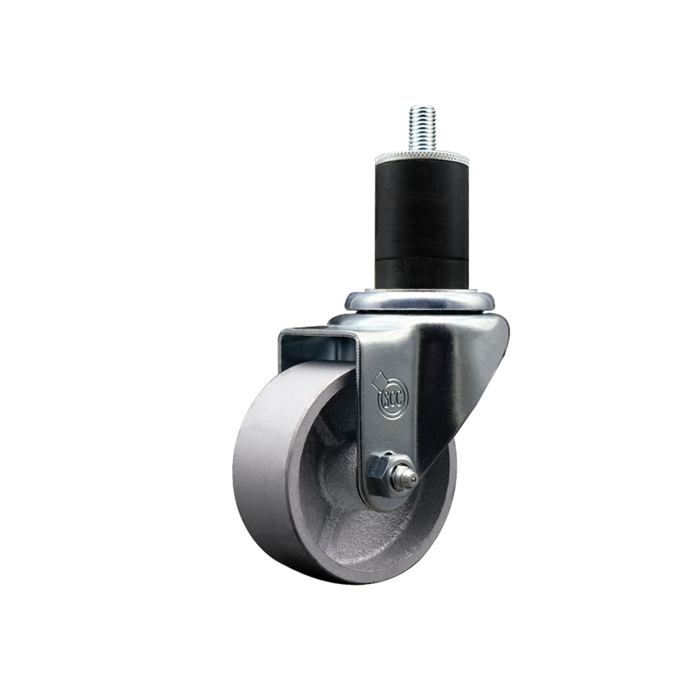 Semi Steel Cast Iron Swivel Expanding Stem Swivel Caster with 3 Inch Silver Wheel and 1-3/4" Stem - 300 lbs. Capacity Per Caster - Service Caster Brand — photo 1