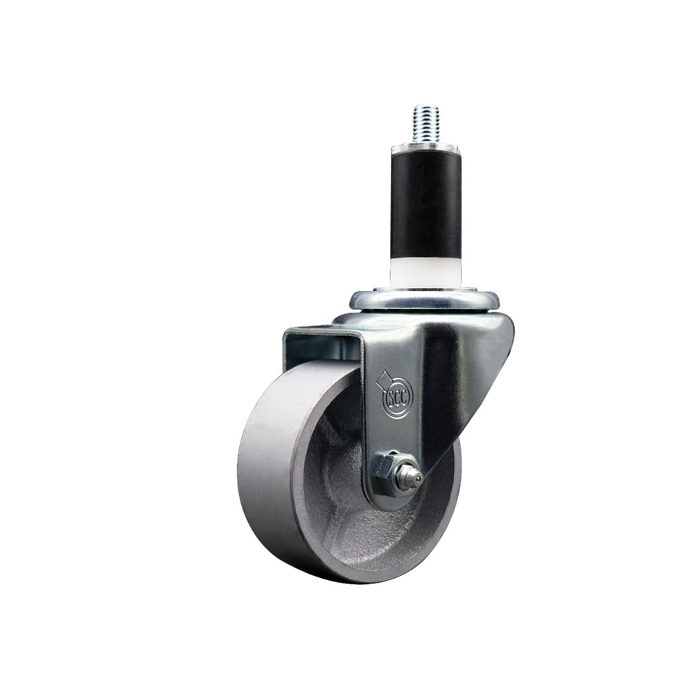 Semi Steel Cast Iron Swivel Expanding Stem Swivel Caster with 3 Inch Silver Wheel and 1-3/8" Stem - 300 lbs. Capacity Per Caster - Service Caster Brand — photo 1