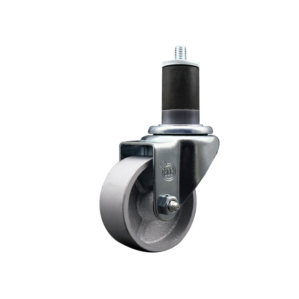 Semi Steel Cast Iron Swivel Expanding Stem Caster w/Roller Bearing - 3" x 1.5" Silver Wheel and 1-5/8" Stem - 300 lbs Capacity/Caster - Service Caster Brand — photo 1