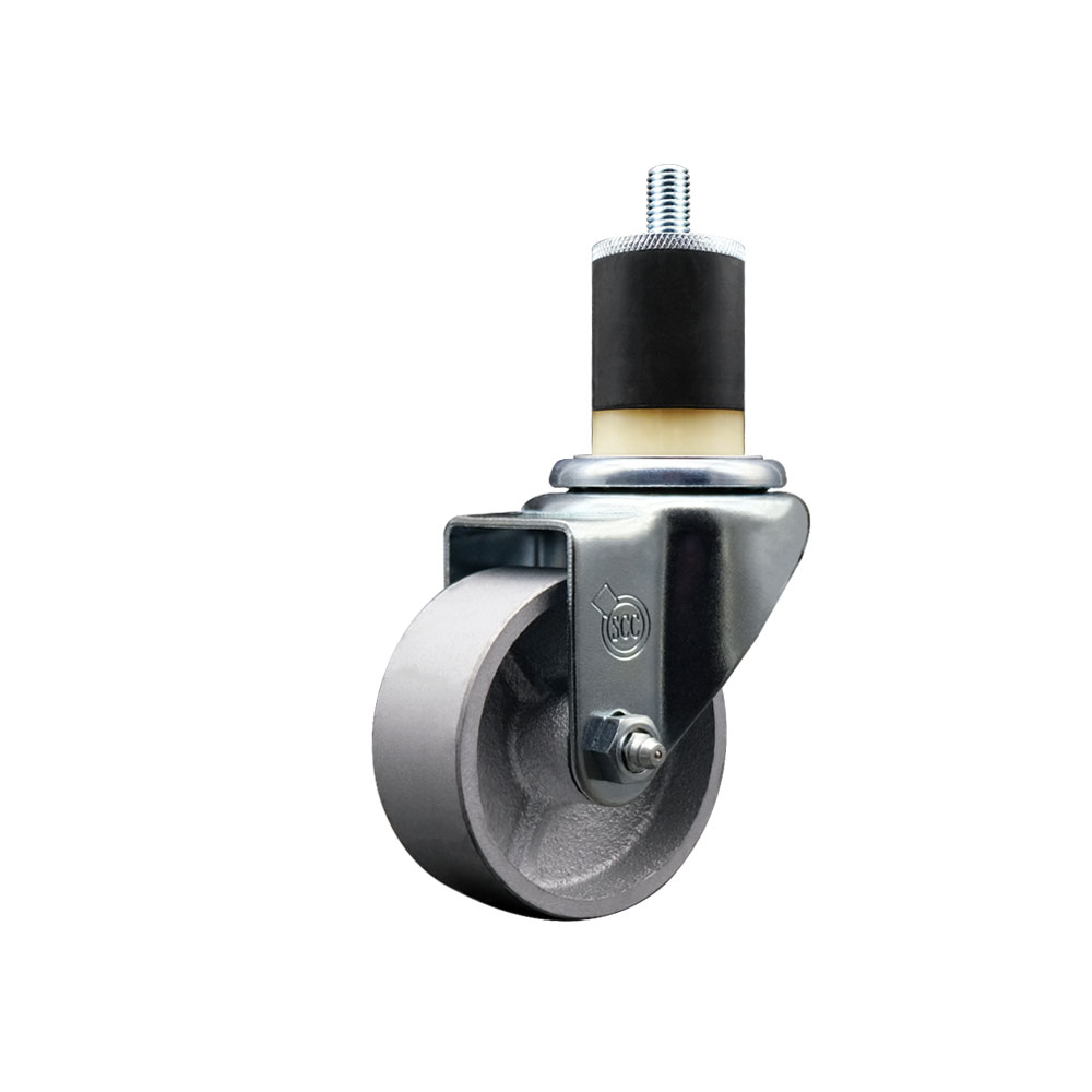 Semi Steel Cast Iron Swivel Expanding Stem Swivel Caster with 3 Inch Silver Wheel and 1-7/8" Stem - 300 lbs. Capacity Per Caster - Service Caster Brand — photo 1