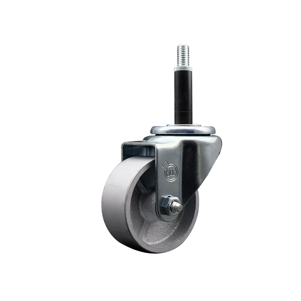 Semi Steel Cast Iron Swivel Expanding Stem Swivel Caster with 3 Inch Silver Wheel and 3/4" Stem - 300 lbs. Capacity Per Caster - Service Caster Brand — photo 1