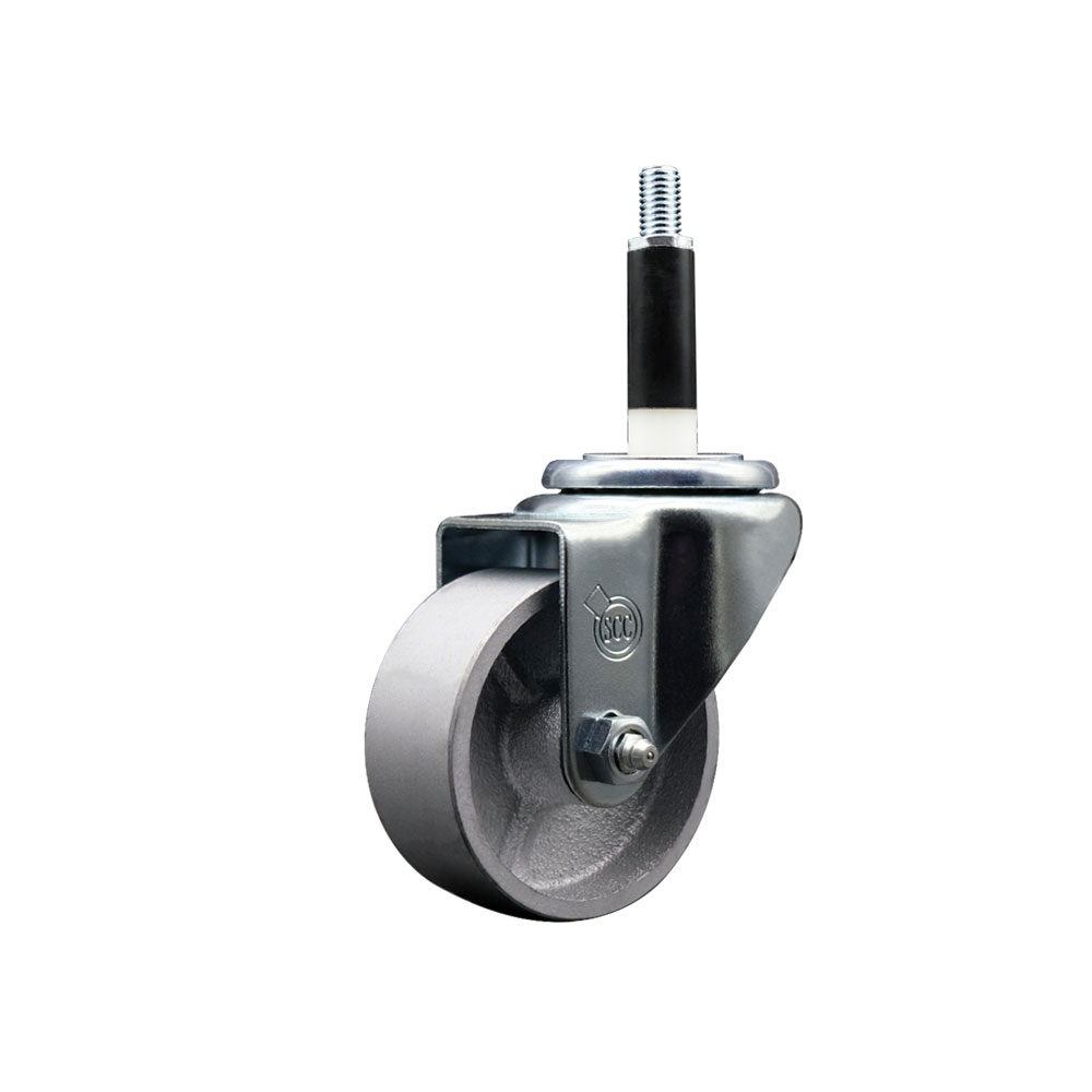 Semi Steel Cast Iron Swivel Expanding Stem Caster w/Roller Bearing - 3" x 1.5" Silver Wheel and 7/8" Stem - 300 lbs Capacity/Caster - Service Caster Brand — photo 1