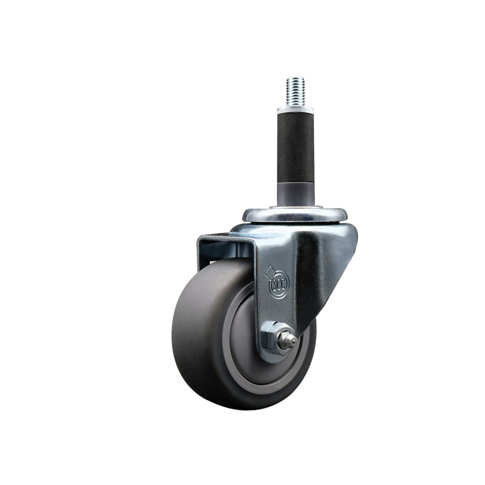 Thermoplastic Rubber Swivel Expanding Stem Swivel Caster with 3 Inch Gray Wheel and 1" Stem - 210 lbs. Capacity Per Caster - Service Caster Brand — photo 1