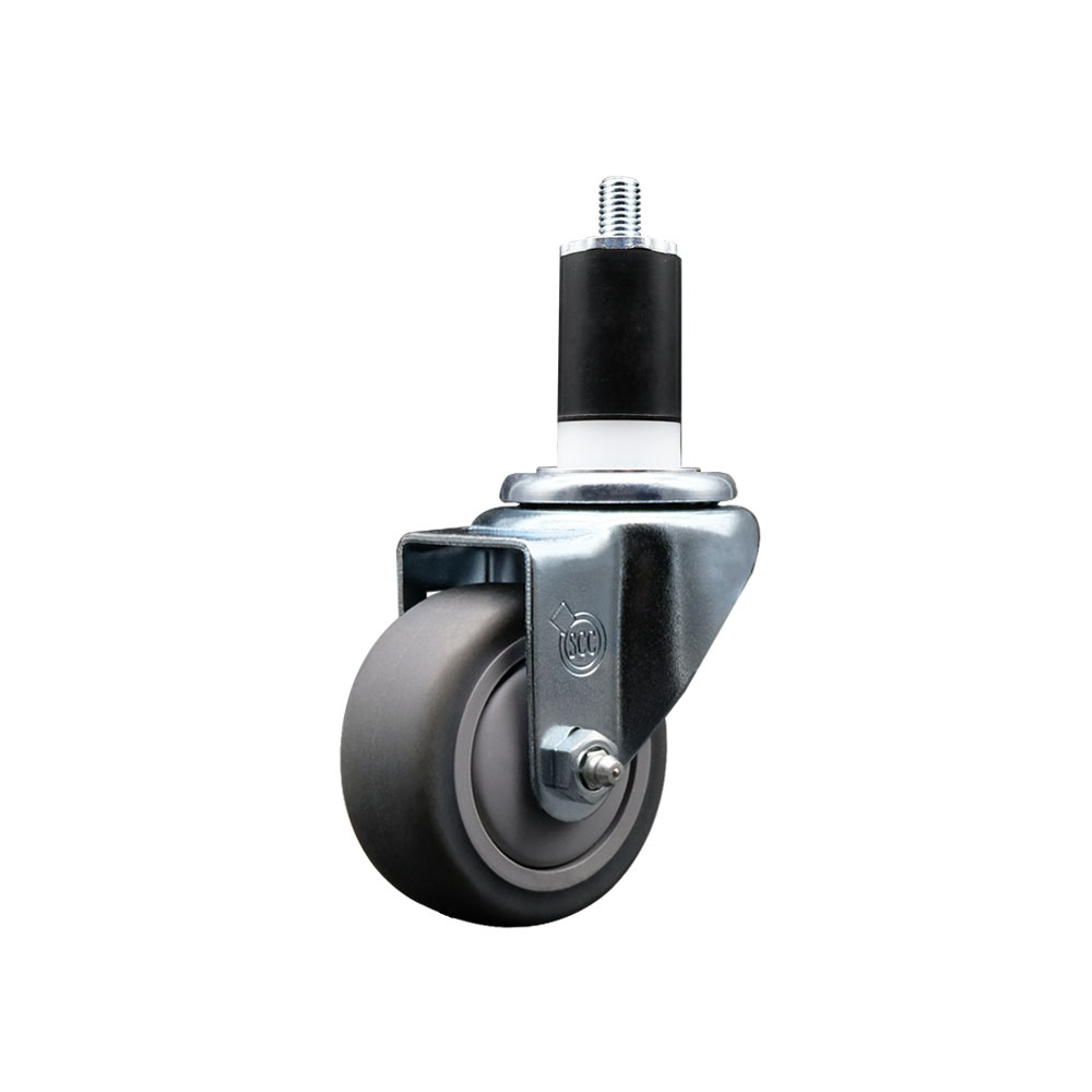 Thermoplastic Rubber Swivel Expanding Stem Swivel Caster with 3 Inch Gray Wheel and 1-1/2" Stem - 210 lbs. Capacity Per Caster - Service Caster Brand — photo 1