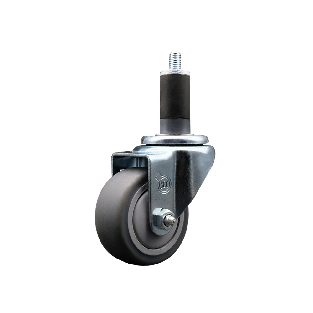 Stainless Steel Thermoplastic Rubber Swivel Expanding Stem Swivel Caster with 3 Inch Gray Wheel and 1-1/4" Stem - 210 lbs. Capacity Per Caster - Service Caster Brand — photo 1
