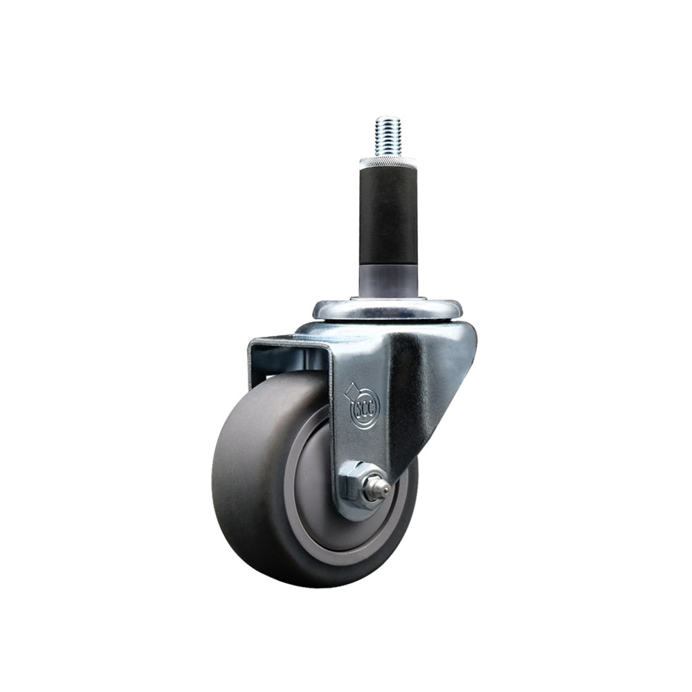 Thermoplastic Rubber Swivel Expanding Stem Swivel Caster with 3 Inch Gray Wheel and 1-1/8" Stem - 210 lbs. Capacity Per Caster - Service Caster Brand — photo 1
