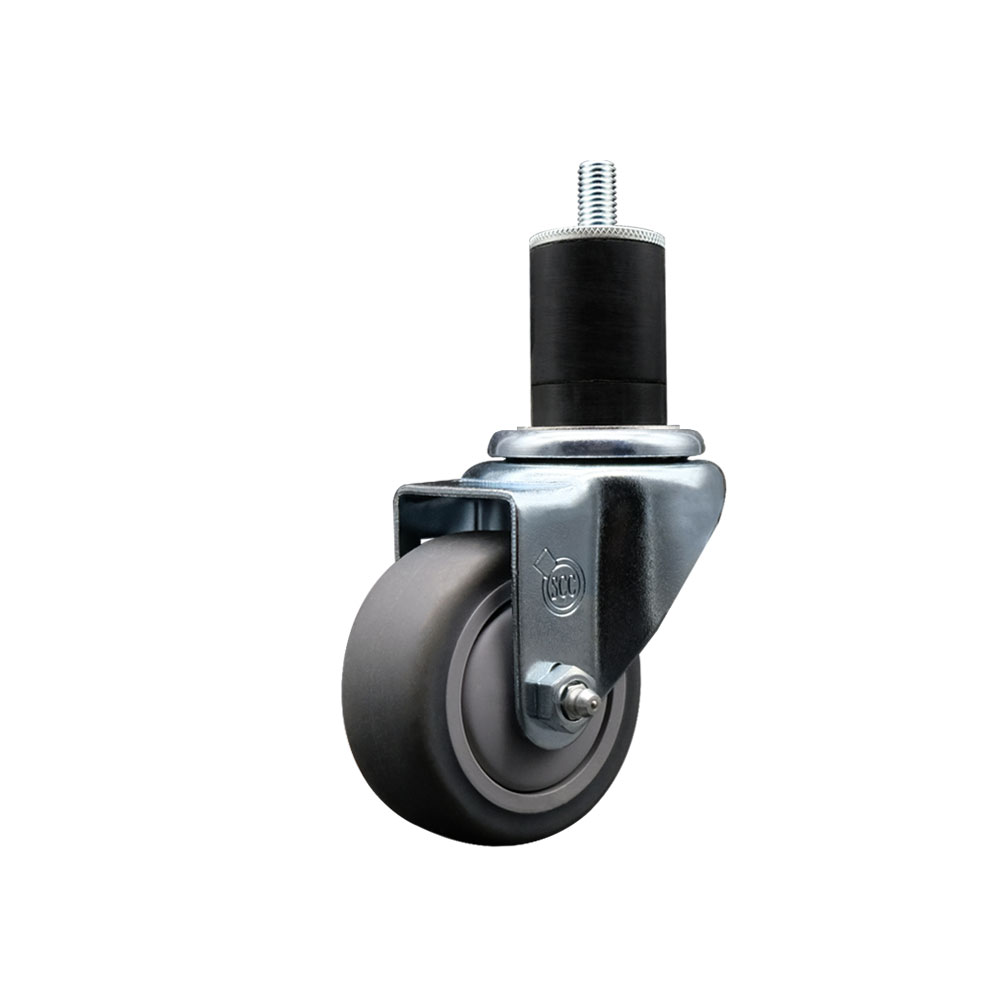 Thermoplastic Rubber Swivel Expanding Stem Swivel Caster with 3 Inch Gray Wheel and 1-3/4" Stem - 210 lbs. Capacity Per Caster - Service Caster Brand — photo 1