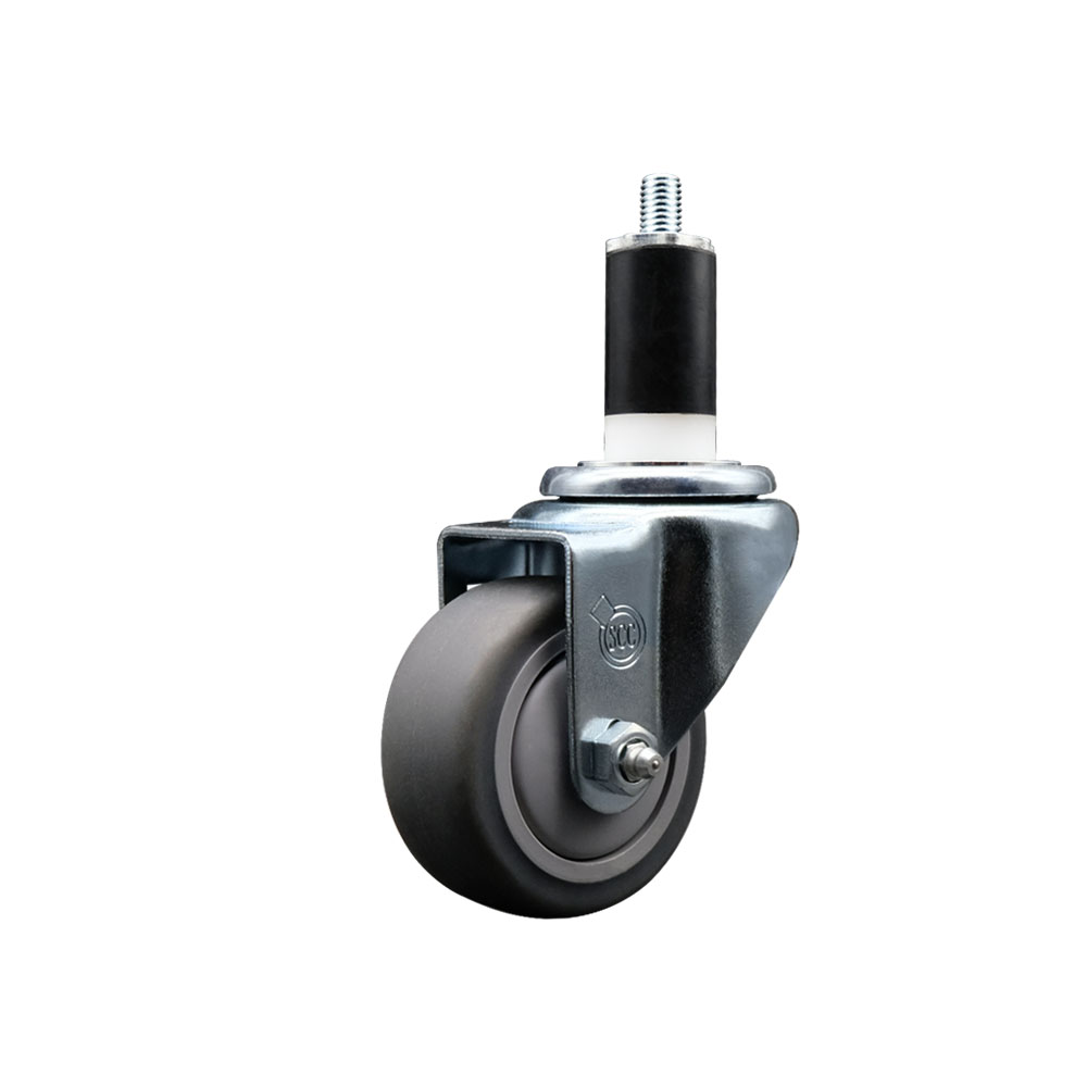 Thermoplastic Rubber Swivel Expanding Stem Swivel Caster with 3 Inch Gray Wheel and 1-3/8" Stem - 210 lbs. Capacity Per Caster - Service Caster Brand — photo 1