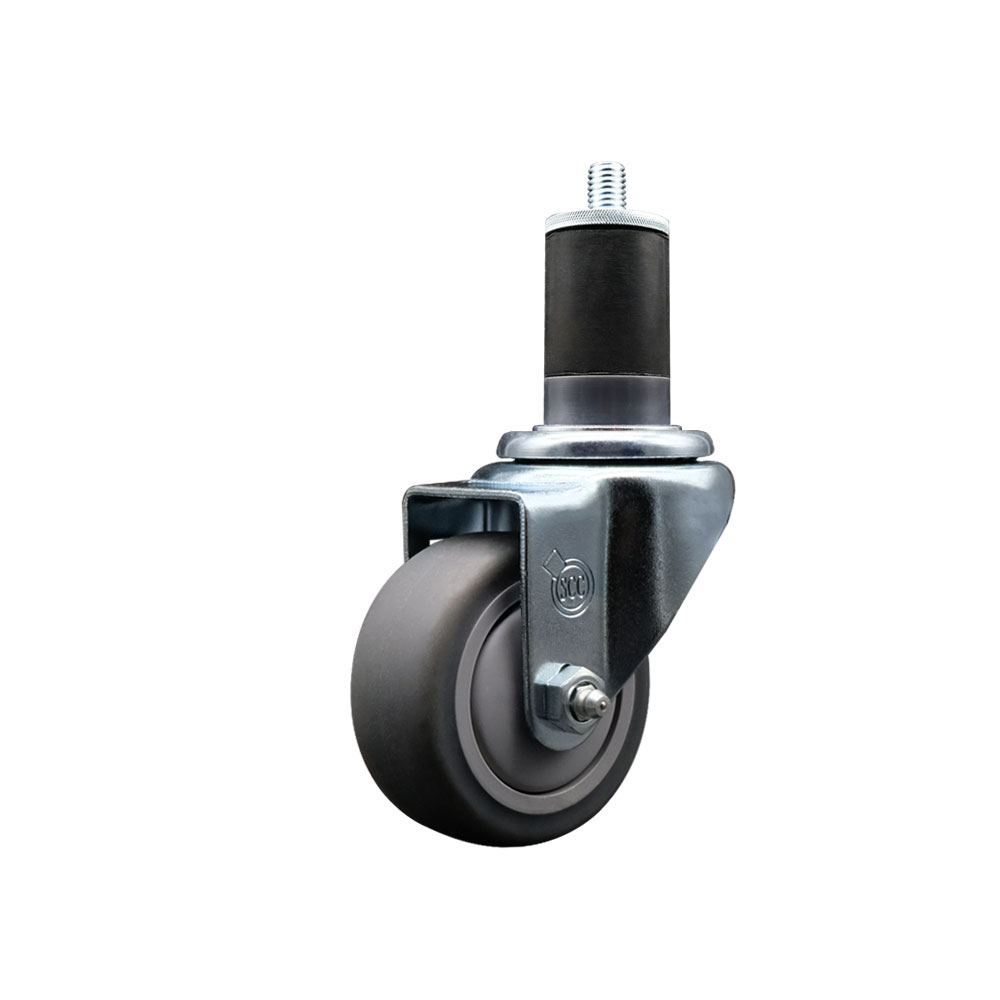 Stainless Steel Thermoplastic Rubber Swivel Expanding Stem Swivel Caster with 3 Inch Gray Wheel and 1-5/8" Stem - 210 lbs. Capacity Per Caster - Service Caster Brand — photo 1