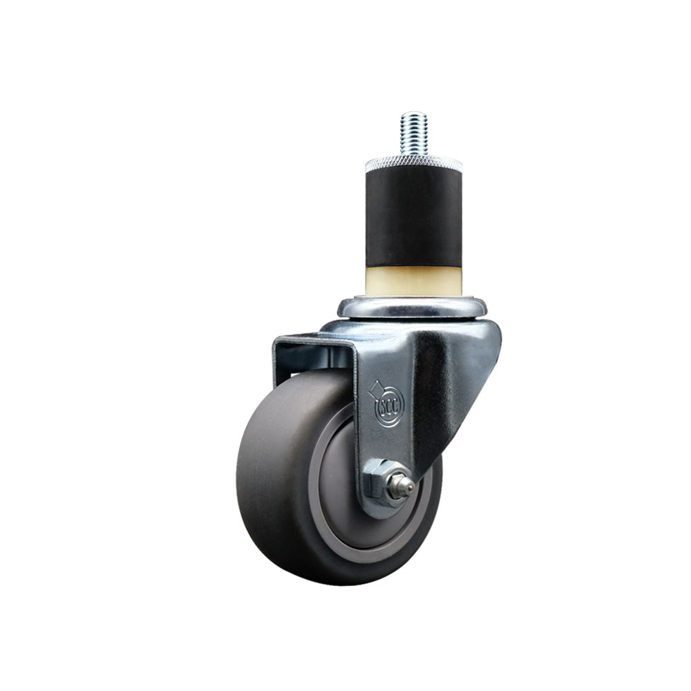 Thermoplastic Rubber Swivel Expanding Stem Swivel Caster with 3 Inch Gray Wheel and 1-7/8" Stem - 210 lbs. Capacity Per Caster - Service Caster Brand — photo 1