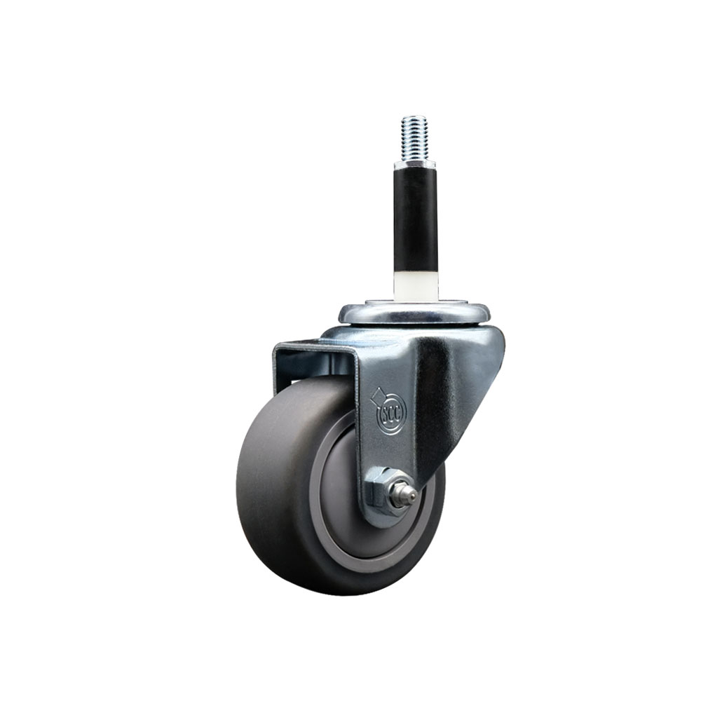 Thermoplastic Rubber Swivel Expanding Stem Swivel Caster with 3 Inch Gray Wheel and 7/8" Stem - 210 lbs. Capacity Per Caster - Service Caster Brand — photo 1