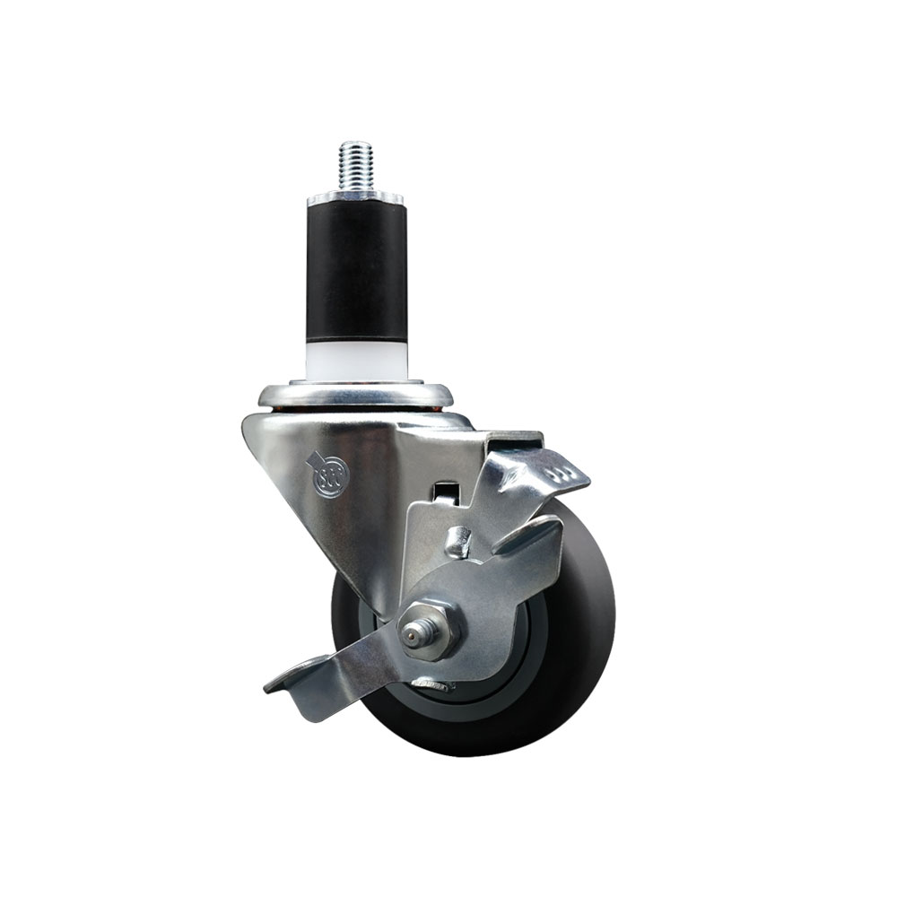 Thermoplastic Rubber Swivel Expanding Stem Swivel Caster with 3 Inch Gray Wheel and 1-1/2" Stem & Top Locking Brake - 210 lbs. Capacity Per Caster - Service Caster Brand — photo 1