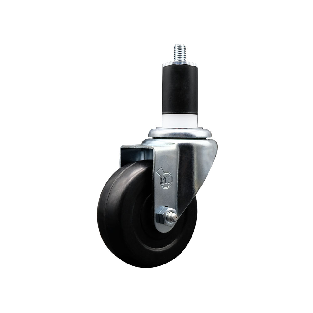 Stainless Steel Soft Rubber Expanding Stem Swivel Caster with 3.5 Inch Black Wheel and 1-1/2" Stem - 200 lbs. Capacity Per Caster - Service Caster Brand — photo 1