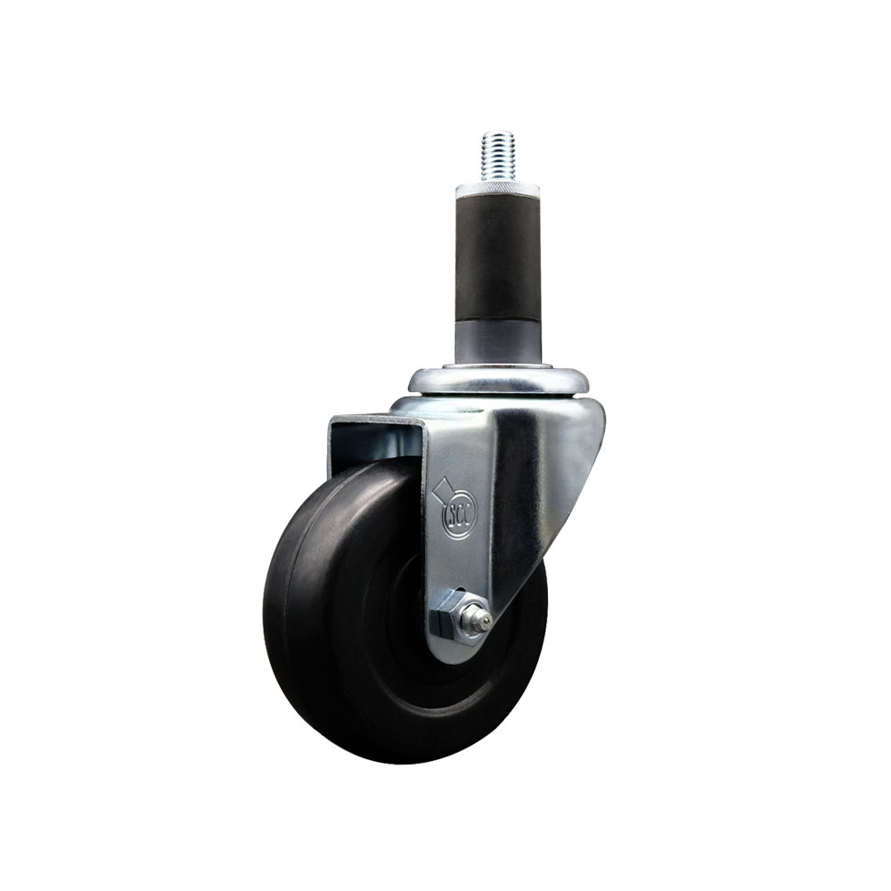 Soft Rubber Expanding Stem Swivel Caster with 3.5 Inch Black Wheel and 1-1/4" Stem - 200 lbs. Capacity Per Caster - Service Caster Brand — photo 1