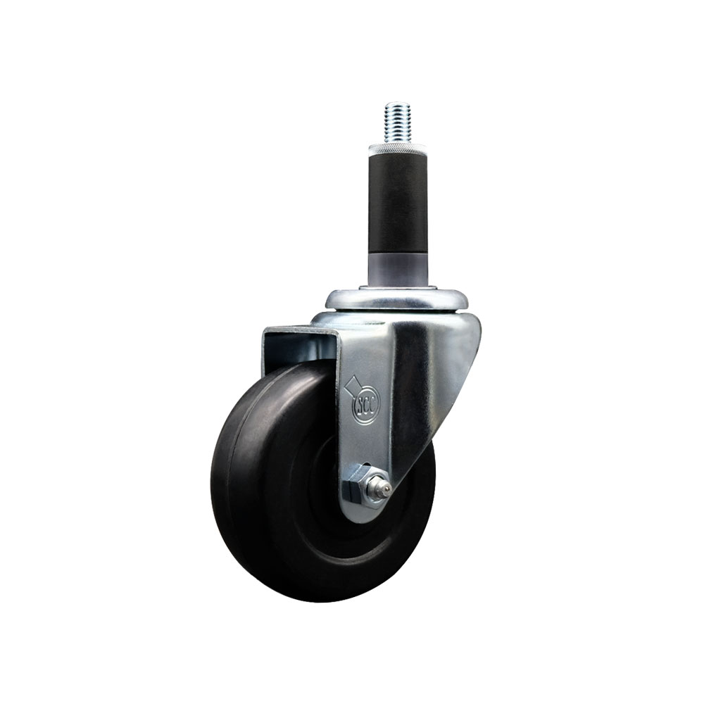 Stainless Steel Soft Rubber Expanding Stem Swivel Caster with 3.5 Inch Black Wheel and 1-1/8" Stem - 200 lbs. Capacity Per Caster - Service Caster Brand — photo 1