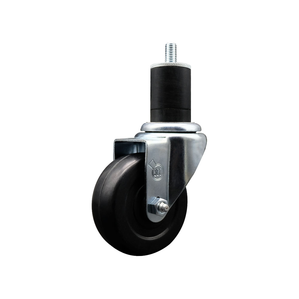 Stainless Steel Soft Rubber Expanding Stem Swivel Caster with 3.5 Inch Black Wheel and 1-3/4" Stem - 200 lbs. Capacity Per Caster - Service Caster Brand — photo 1